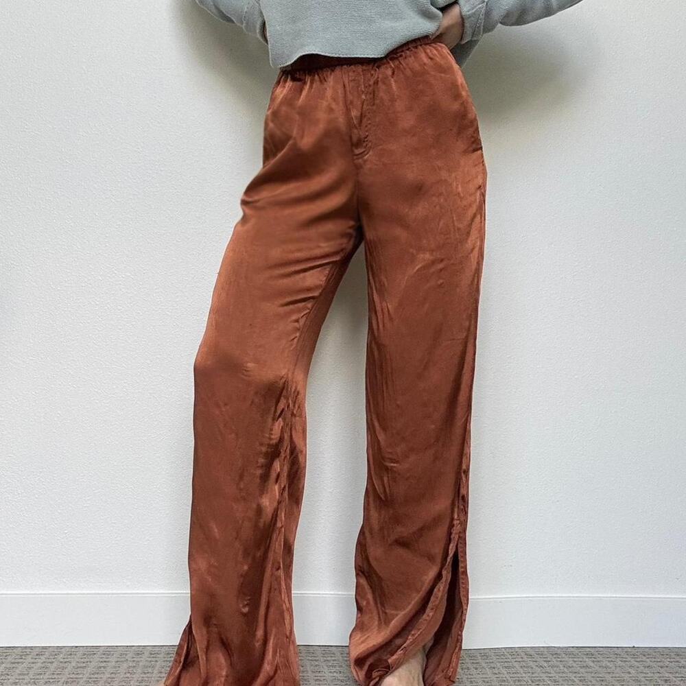 Zara copper satin wide leg pants - Picture 2 of 5
